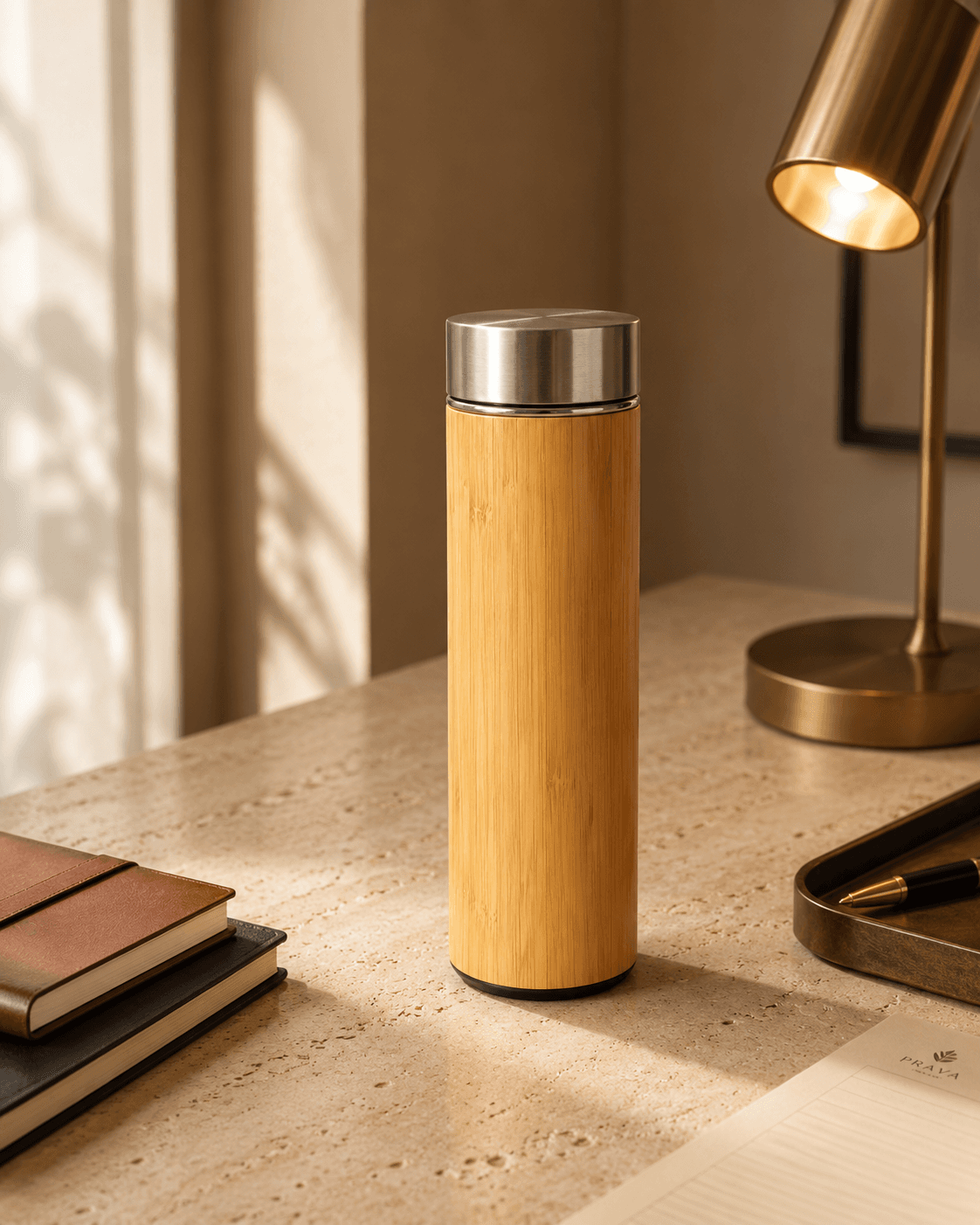 Bamboo insulated bottle